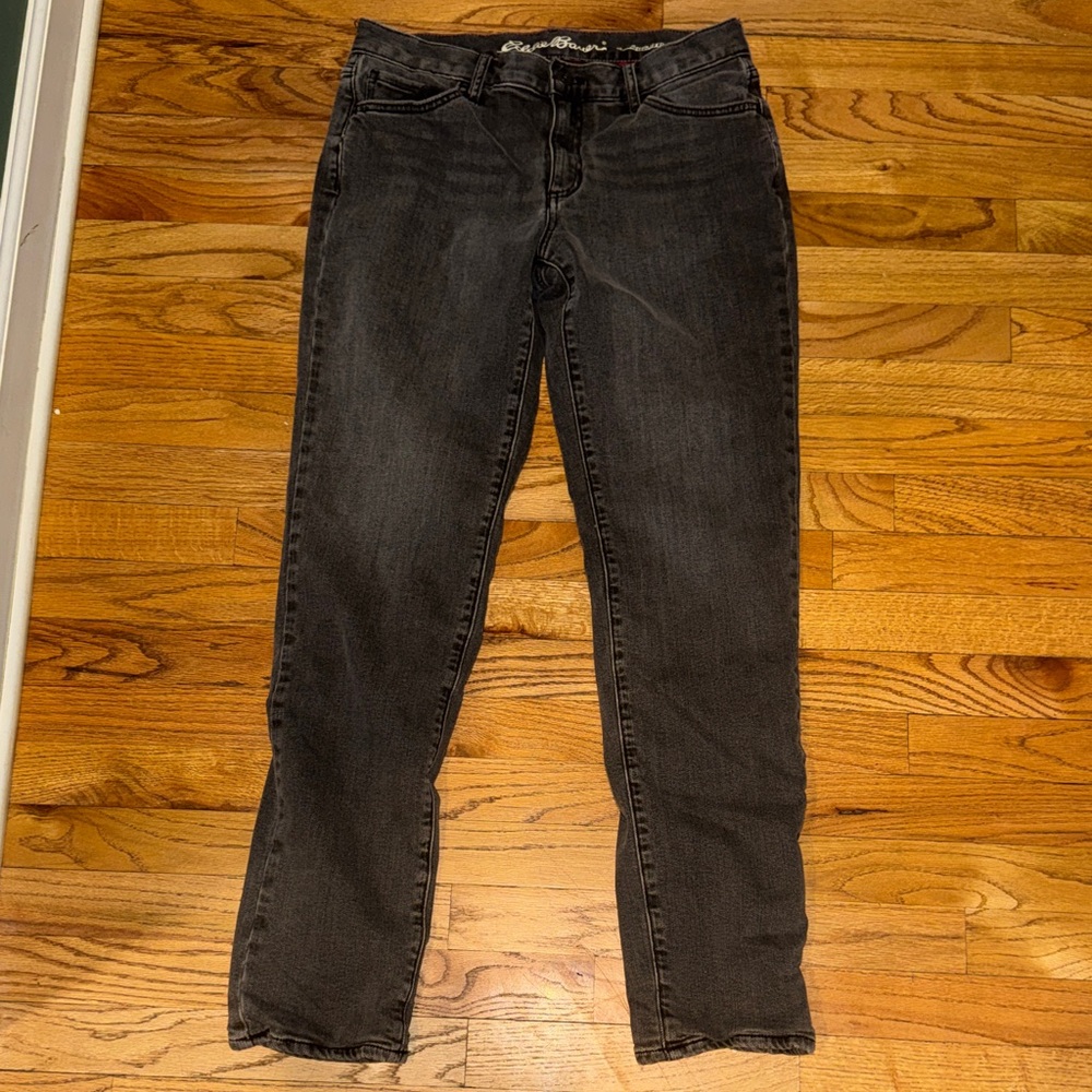 Eddie Bauer Dark Gray/light black‎ flannel lined boyfriend Jeans size 4